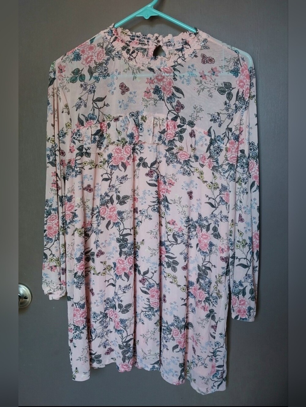 Massini Pink Floral Long Sleeve Blouse